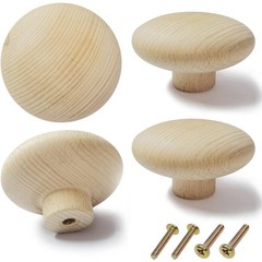 4 Pack Large Wooden Drawer Knobs 3 Inch Big Round Wood Cabinet Knobs Pulls Un…