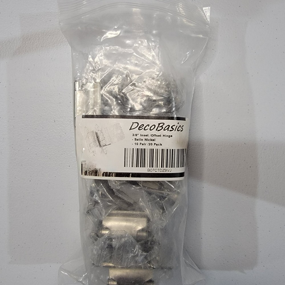 New 10 Pair / 20 Pack Of DecoBasics 3/8″ Inset / Offset Hinge Satin Nickle