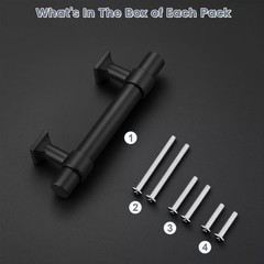 6pack Stainless Steel Cabinet Handles 2.5inch Hole Centers Black Cabinet Pull…