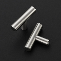 10 Pack Brushed Nickel Cabinet Knobs, 2In Length T Bar Drawer Pulls | Single Hol