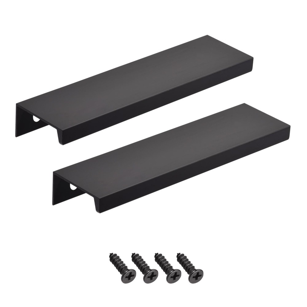 Edge Pull Handle 120mm/4.7 Inch Aluminum Alloy Cabinet Pull Black 2Pcs