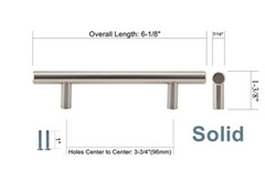 Matt Black Solid T Bar Pulls Cabinet Hardware Handles OL/CC:156/96 &188/128 (mm)