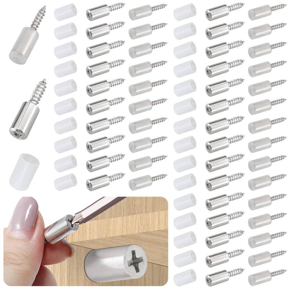 50 Pcs Self Tapping Screws Cabinet Laminate Support Shelf Pins with Non-Slip