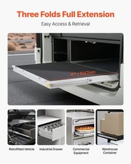 16-60in 500lb Load Capacity Full Extension Drawer Slides 3-Fold Ball Bearing