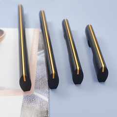 Multi-Size Black Gold Handle Modern Minimalist Style Dresser Wardrobe Handles