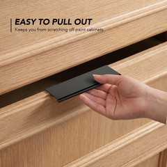 20 Pack Cabinet Pulls, 3 Inch(76Mm) Hole Center, Matte Black Finger Edge Pull Ha