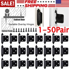 1-50Pair Matte Black Cabinet Hinge Overlay Self Closing for Kitchen Cabinet Door