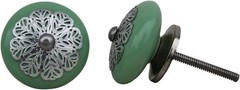 12 Piece Strewn Flat Green Ceramic Drawer Knobs for Kitchen Cabinet Hardware