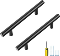 30 Pack 4 Inch Hole Center Black Cabinet Pulls Kitchen Cabinet Handles 6-3/8″ Ov