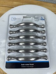 Mainstays 6 Pack Cabinet Drawer Pulls Satin Nickel Handles Hardware Set