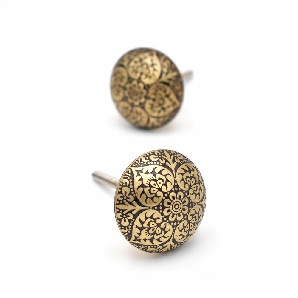 Moroccan Brass Cabinet Drawer Knobs Round Vintage Brass Knobs for Dresser Doo…
