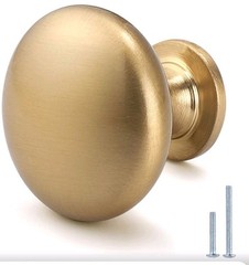 Aged Brass Knobs 10 Pack, Solid Warm Gold Cabinet Knobs, Antique Brass Drawer…