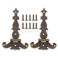 2 Pieces Vintage T-Shaped Hinges with Screws for Home Furniture 4.45×2.72 Inch
