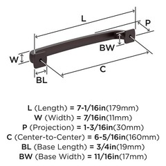 BP36896ORB OilRubbed Bronze Cabinet Pull 65/16 Inch 160mm Center Drawer HW