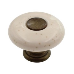 Amerock BP878-OM Oatmeal 1 1/4″ Porcelain Cabinet Knob Pull with Brass Stem