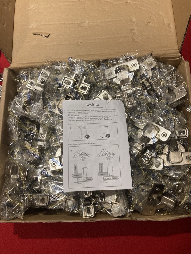 NIB Ravinte 50 Pack 25 Pairs Cabinet Hinges Soft Close Half Over…plus 7 Others