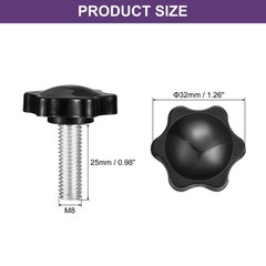 8Pcs Clamping Screw Knob, M8 x 25mm Hex Shaped Star Knob, 32mm Dia