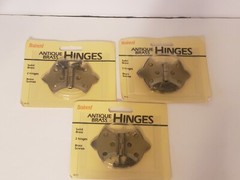 NEW (3) 2-Packs Brainerd Antique Brass Hinges & Screws – Solid Brass #9075