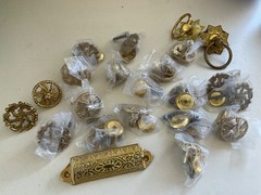 New old stock brass Pull Cabinetry Drawer Doors Hardware Lg lot different style