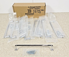 10 Polished Chrome Handles 6-1/4 Inch Center Holes 6 3/4 Inch Long Footed Pulls