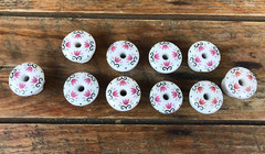 Lot of 10 Vintage Porcelain Knobs Ceramic Pink Floral Flower Drawer Cottagecore