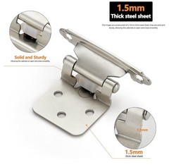 Ravinte 50 Pack 25 Pairs 1/2 Inch Overlay Cabinet Door Hinges Kitchen Satin Nick