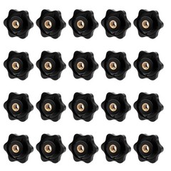 MOZEAT LENS 20 Pack 1/4-20 Knob 6 Star Knobs 1/4 Inch 20 Female Threaded Hexagon