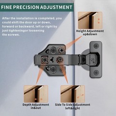 4 PCS Half Overlay Soft Close Cabinet Hinges 105 Deg Frameless 3Way Adj