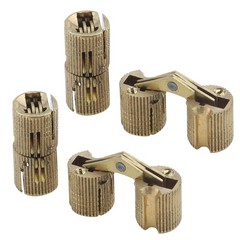 Antrader 4-Pack 10mm Brass Barrel Hinges Cylindrical Hidden Cabinet Gold