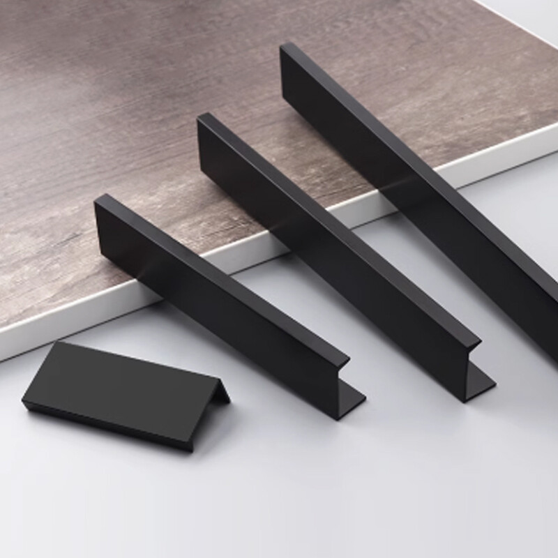 Black Kitchen Cabinet Door Handles Cupboard Drawer Concealed Finger Edge Pull