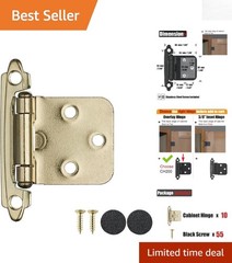 Elegant Gold Self-Closing Cabinet Hinges – 10 Pack for Modern Kitchens