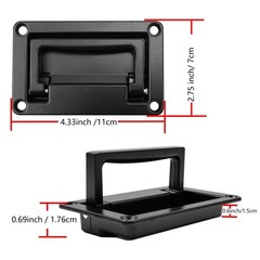 1 PCS Black Zinc Alloy Recessed Flush Pull Handle 4.33×2.75 Inch Drawer Door