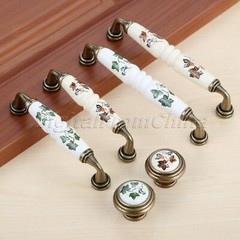 Country Styles Ceramic Cabinet Door Pulls Handle Zinc Alloy Closet Drawer Knobs