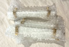 NEW Sietto P-1901-PC Adjustable 5-1/2″ Cabinet Pulls Satin Brass w/white glass