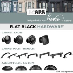 Black Cabinet Handles – 3 Inch Hole Center Modern Squared Drawer Pulls – 25 Pack