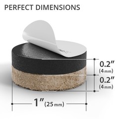 Felt Furniture Sliders For Hardwood Floors – 24 Pcs 1” | Self-adhesive Furniture