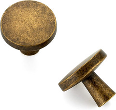 Antique Brass Solid Kitchen Cabinet Knobs 1-1/4 Inch 5 Pack | Zinc
