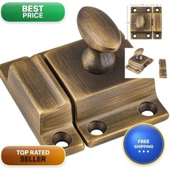 UNIQANTIQ UA-101-LAB Antique Brass Cabinet Door Latch 1-3/4″ x 1-3/4″ (2)
