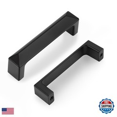 Gobrico 10 Pack Matte Black Cabinet Pulls 3 inch Hole Centers 3-3/8″ for