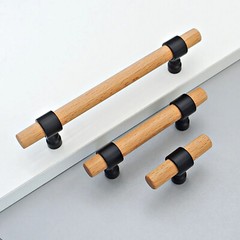 Beech Wood Drawer Pull Knob Cupboard Handles Cabinet Handle Black Dresser Knobs
