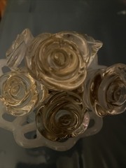Set of 6 Clear Glass Rose Shape Drawer Pulls Cabinet Knobs Approx 1.5″ Diameter
