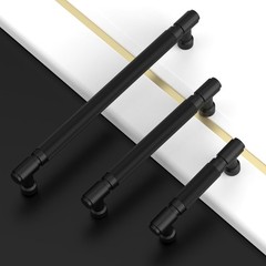 Asidrama 10 Pack 5″ Matte Black Cabinet Pulls Knurled