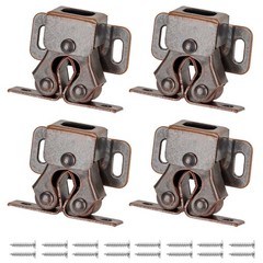 4 Set Double Roller Catch Cabinet Latch For Cupboard Closet Door Brown/Silver