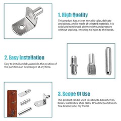 Veiwonat 104 Pcs Shelf Pegs Kit, Upgraded Pins 4 Styles, 5mm & Silver