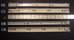 K&V #1284P-400mm-ALMOND DRAWER SLIDES, 3/4 EXTENSION, LIGHT-DUTY, WITH SCREWS