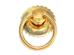 Ring Pull Solid Bright Brass With Backplate