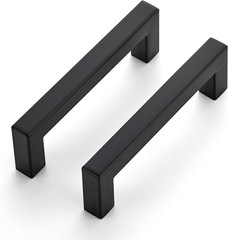 Matte Black Square Cabinet Handles Drawer Pulls 4 Inch 30 Pack | Stainless Steel
