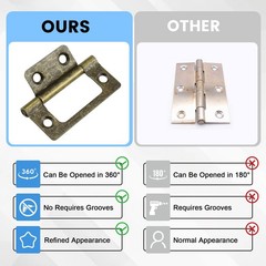 4 Pack NonMortise Door Hinges Bifold Butt Cabinet Bronze 2×0.9 Inch Set