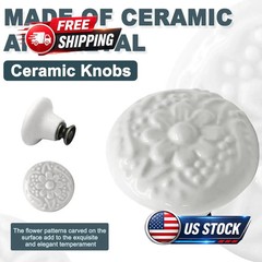 6pcs White Ceramic Drawer Knobs, Vintage Dresser Knobs with Antique Bronze Point