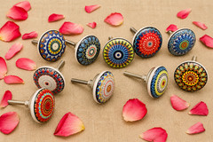 10 handmade Marrakesh multicolour drawer knob mosaic ceramic pulls cabinet knobs